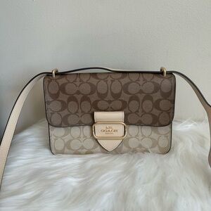 Coach Large Morgan Square Crossbody In Signature Canvas Gold/Light Khaki Multi